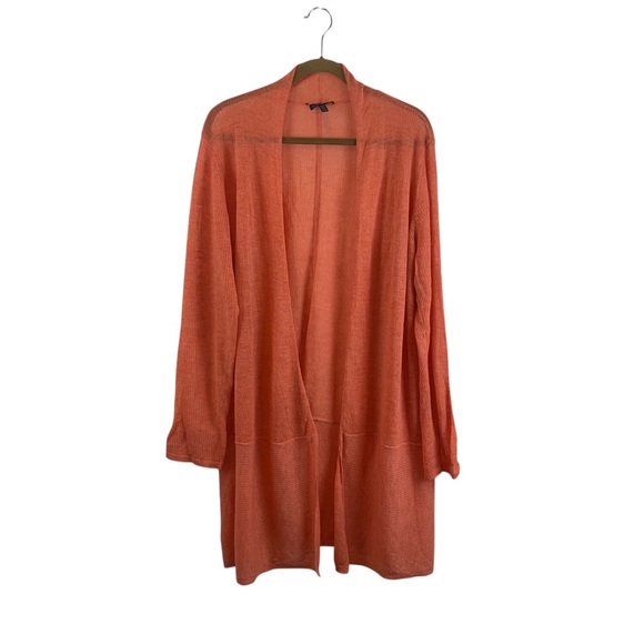 Eileen Fisher Coral Long Cardigan Light Knit Wool Sweater...